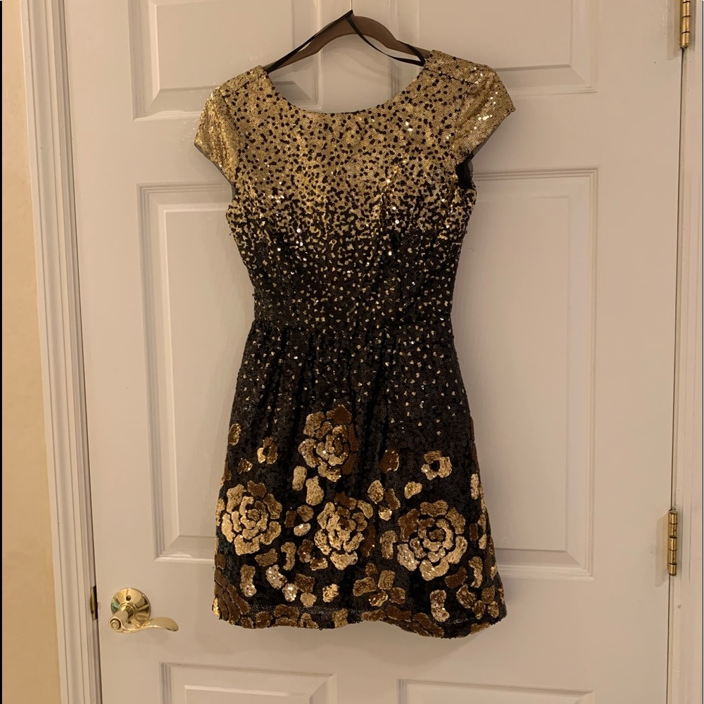 Gold & Black Sequin Dress